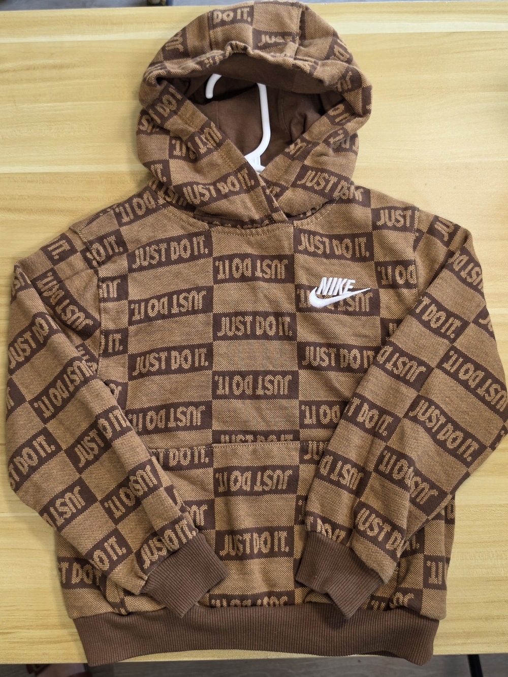 Nike Kids' Brown 'Just Do It' Hooded Pullover Jacket